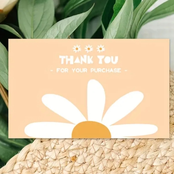 30 Thank You Cards for Your Purchase Notes Daisy Pattern - Picture 3 of 4